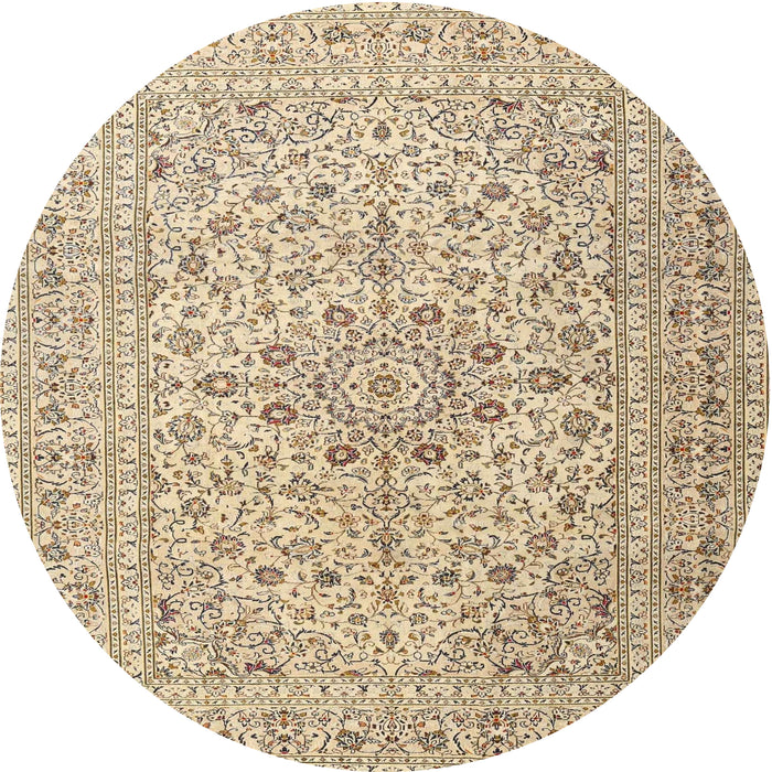 Round Traditional Khaki Gold Persian Rug, tr4000