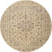 Round Traditional Khaki Gold Persian Rug, tr4000