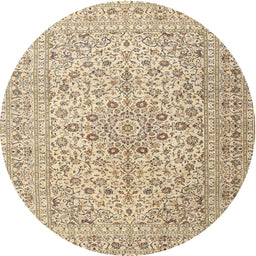 Square Machine Washable Traditional Khaki Gold Rug, wshtr4000