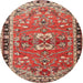Round Traditional Red Persian Rug, tr4001