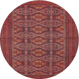 Square Machine Washable Traditional Cherry Red Rug, wshtr4002
