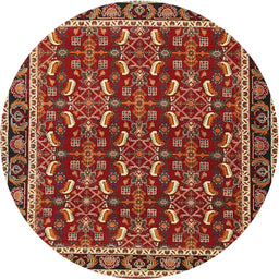 Square Machine Washable Traditional Tomato Red Rug, wshtr4003