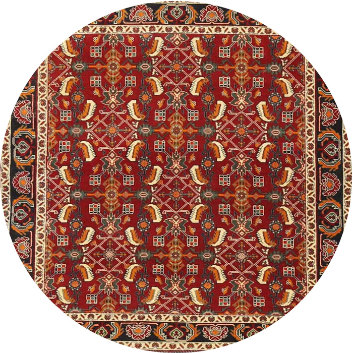 Square Machine Washable Traditional Tomato Red Rug, wshtr4003