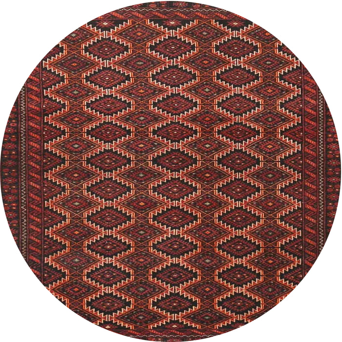 Round Traditional Saffron Red Persian Rug, tr4004