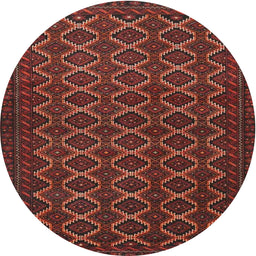 Square Machine Washable Traditional Saffron Red Rug, wshtr4004