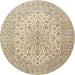 Round Traditional Dark Almond Brown Medallion Rug, tr4005