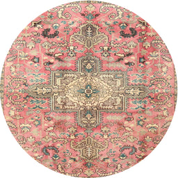 Square Machine Washable Traditional Rust Pink Rug, wshtr4009