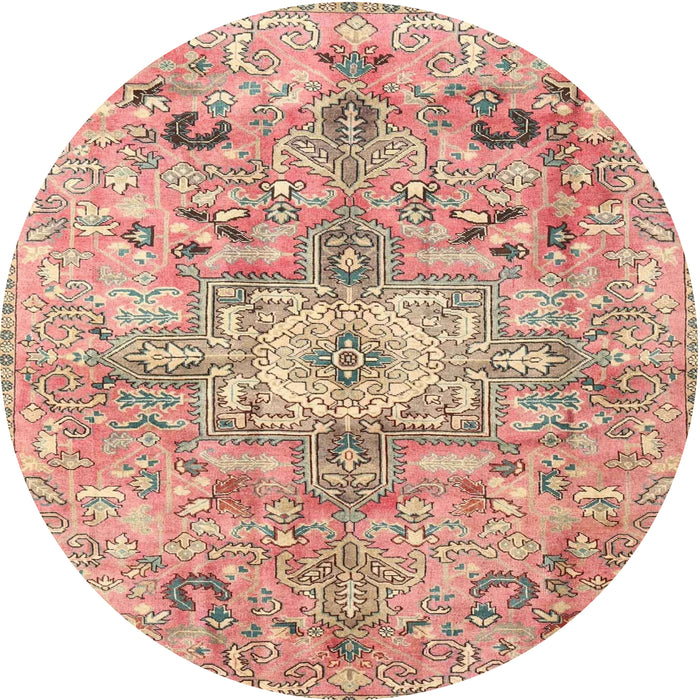 Round Traditional Rust Pink Persian Rug, tr4009