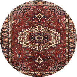 Round Traditional Saffron Red Medallion Rug, tr4010