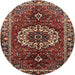 Round Traditional Saffron Red Medallion Rug, tr4010