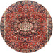 Round Traditional Orange Salmon Pink Medallion Rug, tr4012