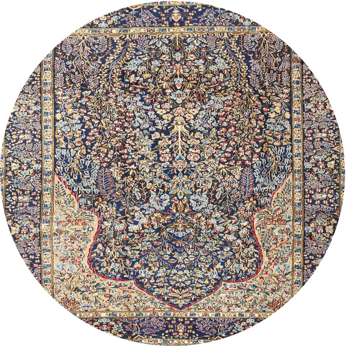 Round Traditional Tan Brown Persian Rug, tr4014