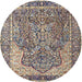 Round Traditional Tan Brown Persian Rug, tr4014