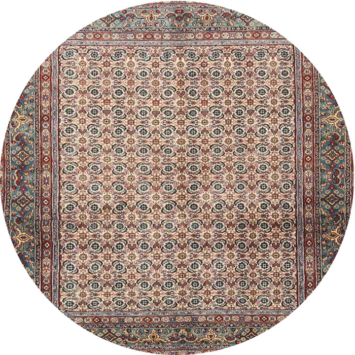 Round Traditional Light French Beige Brown Persian Rug, tr4018