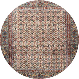 Square Machine Washable Traditional Light French Beige Brown Rug, wshtr4018