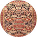 Round Traditional Sand Brown Persian Rug, tr4019