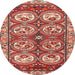 Round Traditional Tangerine Pink Persian Rug, tr4020