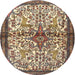 Round Traditional Reddish Brown Persian Rug, tr4021