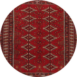 Square Machine Washable Traditional Brown Red Rug, wshtr4024