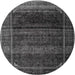 Square Machine Washable Traditional Charcoal Black Rug, wshtr4025