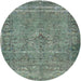 Round Traditional Dark Sea Green Persian Rug, tr4026