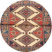 Square Machine Washable Traditional Brown Red Rug, wshtr4028