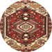 Square Machine Washable Traditional Tomato Red Rug, wshtr402