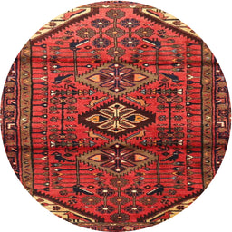 Square Machine Washable Traditional Tomato Red Rug, wshtr4031