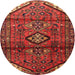 Round Traditional Red Persian Rug, tr4031