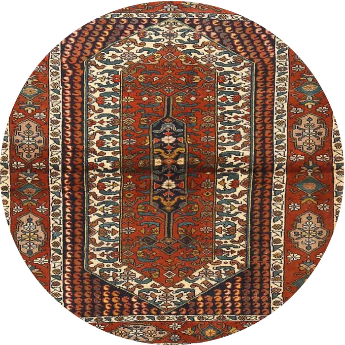 Square Machine Washable Traditional Saffron Red Rug, wshtr4032