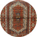 Round Traditional Saffron Red Persian Rug, tr4032