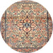 Round Traditional Sienna Brown Persian Rug, tr4034