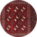 Round Traditional Chestnut Brown Persian Rug, tr4036