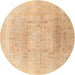 Round Traditional Sand Brown Persian Rug, tr4037