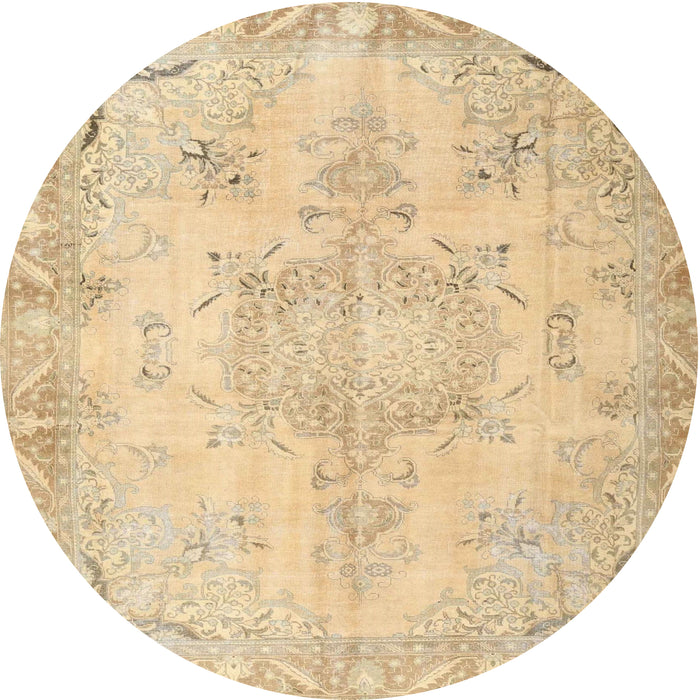 Square Machine Washable Traditional Brown Gold Rug, wshtr4038