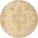 Round Traditional Brown Gold Persian Rug, tr4038