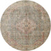 Round Traditional Dark Almond Brown Persian Rug, tr4039