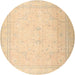 Round Traditional Brown Gold Persian Rug, tr4040