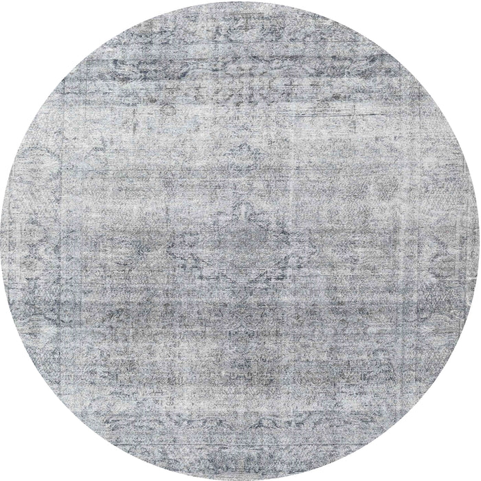 Square Machine Washable Traditional Light Gray Rug, wshtr4042