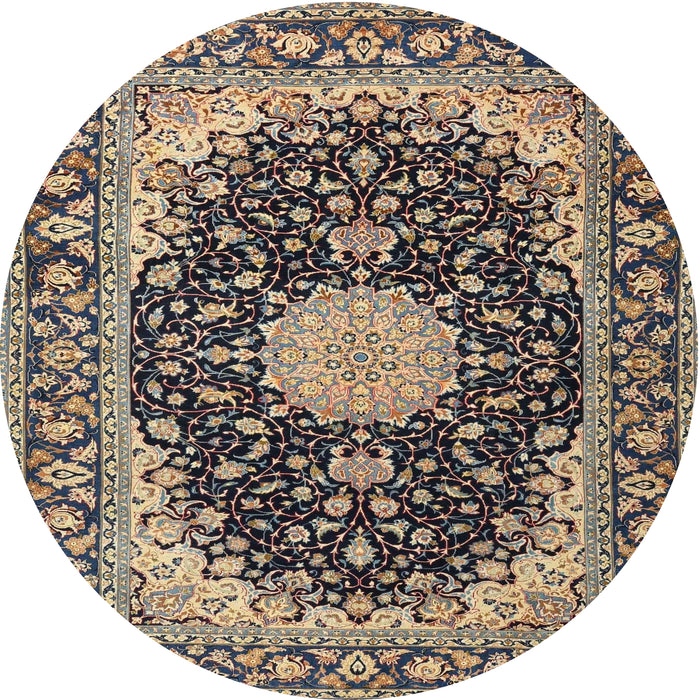 Round Traditional Taupe Brown Medallion Rug, tr4047