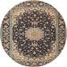 Round Traditional Taupe Brown Medallion Rug, tr4047