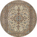 Round Traditional Reddish Brown Persian Rug, tr4048