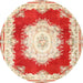 Square Machine Washable Traditional Fire Red Rug, wshtr4049