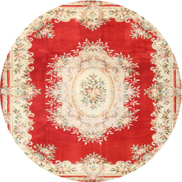 Round Traditional Red Medallion Rug, tr4049