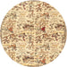 Round Traditional Sun Yellow Animal Rug, tr404