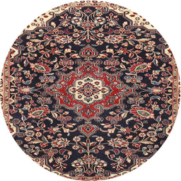 Round Traditional Light Copper Gold Persian Rug, tr4053