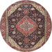 Round Traditional Camel Brown Persian Rug, tr4054