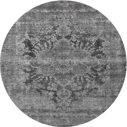 Square Machine Washable Traditional Dark Gray Rug, wshtr4057