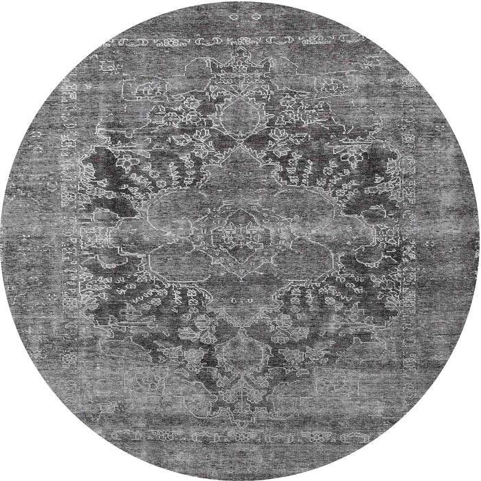 Round Traditional Dark Gray Persian Rug, tr4057