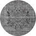 Round Traditional Dark Gray Persian Rug, tr4057